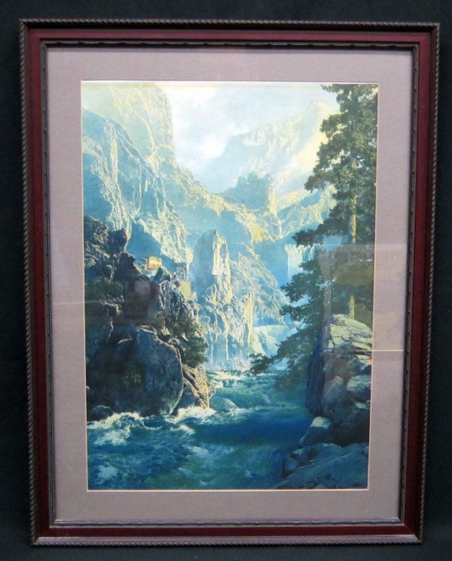 MAXFIELD PARRISH "SPIRIT OF TRANSPORTATION" PRINT: 1923, period frame; framed size: 24 3/4" x 19", EX