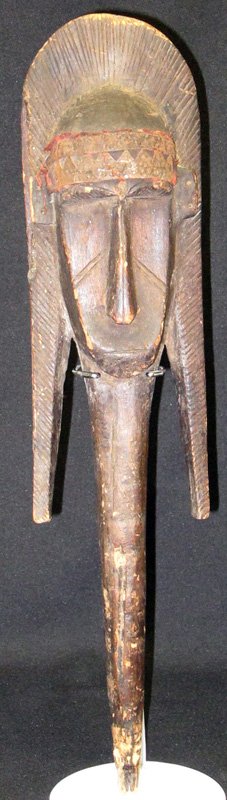 BAMANA PUPPET: Carved wood, metal and cloth; Mali; believed to be ceremonially used; normal wear; H-20", G-VG