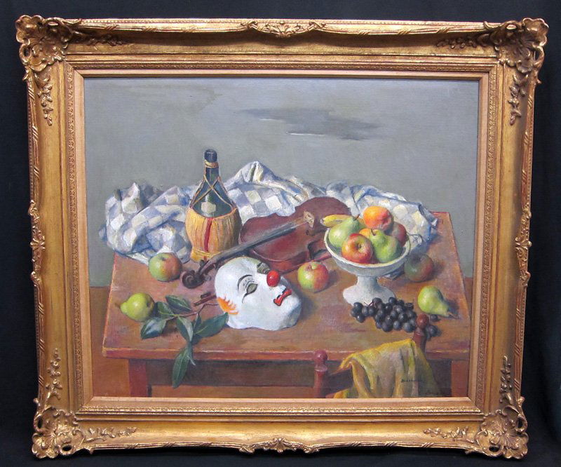 ROBERT BRACKMAN PAINTING: "Still Life with Mask", oil on canvas, signed lower right; framed; 30" x 36", EX