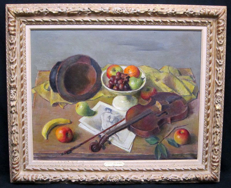 ROBERT BRACKMAN PAINTING: "An Ode to Degas"; oil on canvas; signed lower right; framed; 22" x 28", EX