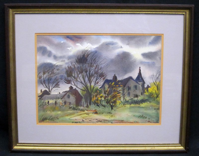 HENRY GASSER WATERCOLOR: "Approaching Storm", signed lower right; matted and framed; 10 1/4" x 14 1/2", EX