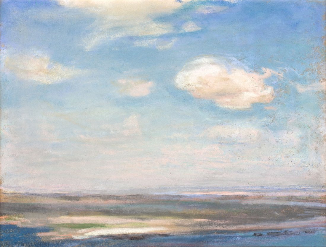 Stanislawski Jan, Landscape: Crayon on cardboard, 29 x 38 cm (in the light of the passe partout) signed (l.d.) JAN STANIS£AWSKI