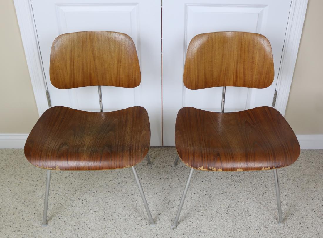 Pair of Eames Walnut DCM's on Chrome Bases (1 of 17)