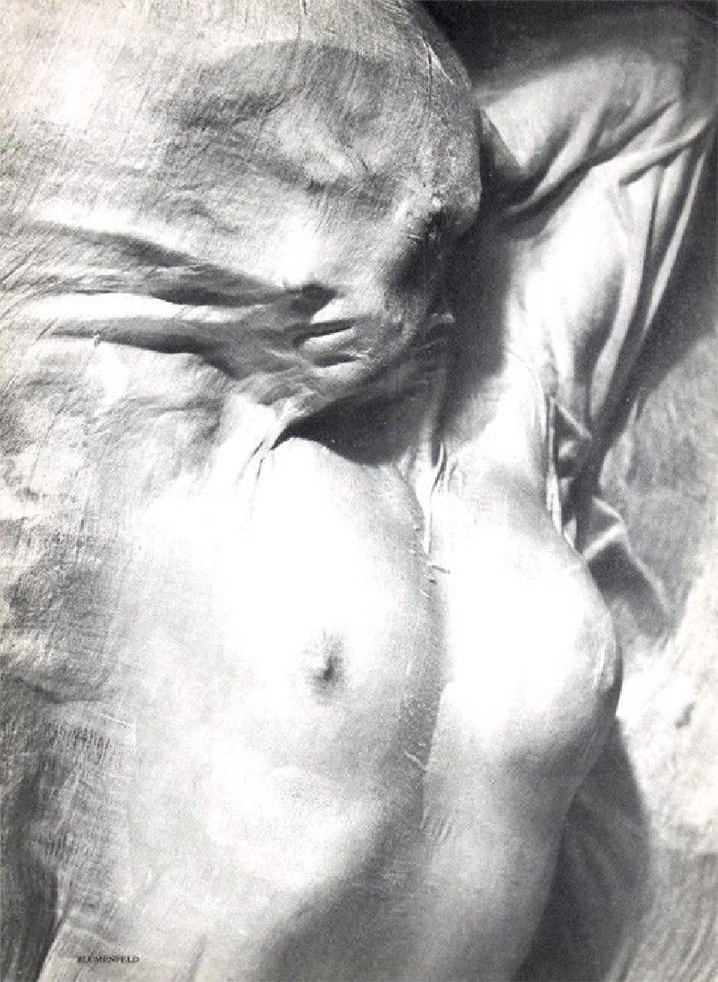 "Nude Under Wet Silk" by Erwin Blumenfeld: The female body became the plaything of Blumenfeld's fantasies; he cut it up, elongated it, distorted it, underlining the abstract beauty of an isolated detail. He was obsessed with Woman, transformin