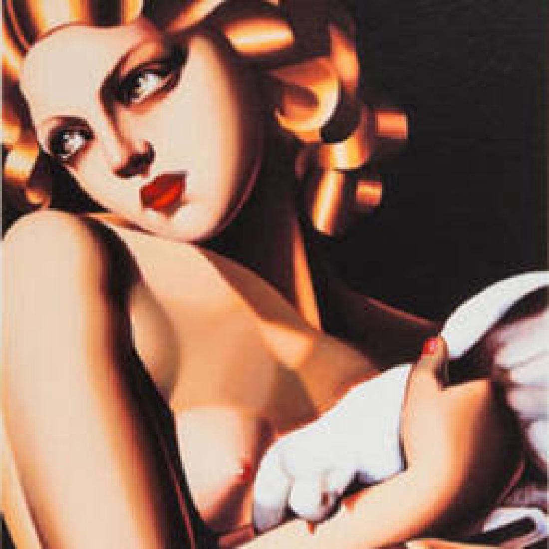 Femme a la Colombe'' ((1994-1996)) by Tamara de: Femme a la Colombe by Tamara de Lempicka, Serigraph, 17"H x 13"W, Unframed 10% Buyer's Premium "Femme a la Colombe" demonstrates Tamara de Lempicka's distinctive style that couples the d