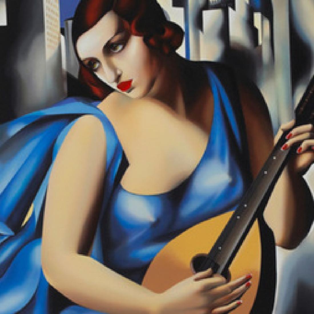 Femme Blue a la Guitare'' ((1994-1996)) by Tamara de: Femme Blue a la Guitare by Tamara de Lempicka, Serigraph, 39''H x 24' W, Unframed 10% Buyer's Premium Original artwork created in 1920's | Serigraph created between 1994-1996 "Femme Blue