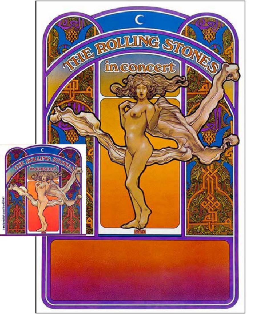 Rolling Stones 1969 Tour'' (1969) by David Edward Byrd,: Rolling Stones 1969 Tour by David Edward Byrd, Offset lithograph, Original offset lithograph 14''x 22'' / 12'' x 12'' Tour book, Unframed Original 1969 offset lithograph poster with tour book (12 page