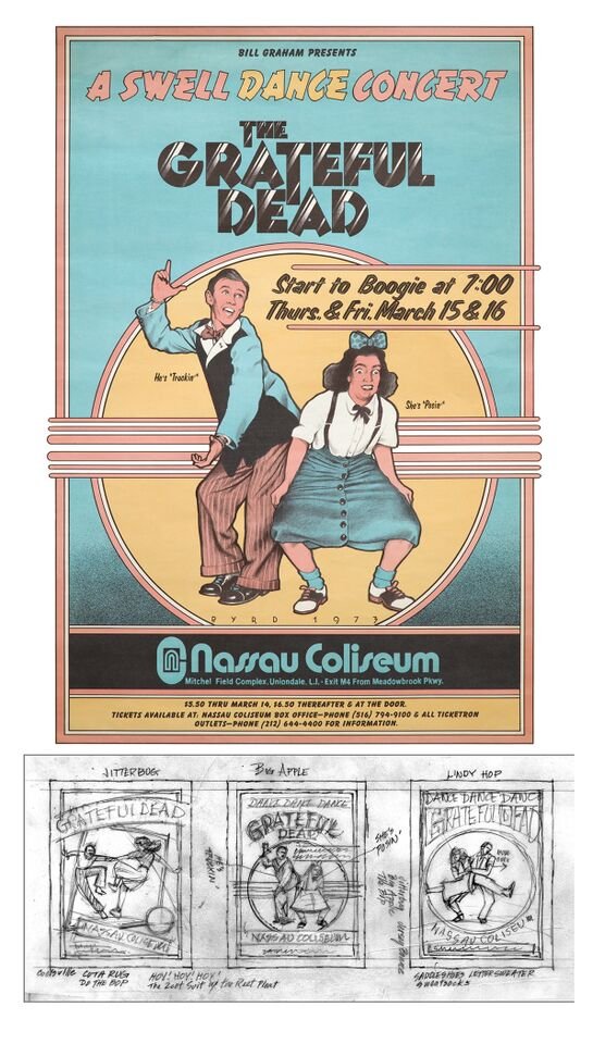 "The Grateful Dead w/ 3 Concept Sketches" (1973) (1 of 1)