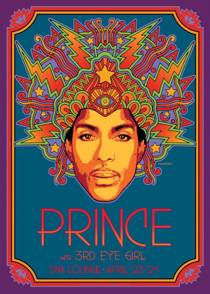 "Prince with 3rd Eye Girl" (2013): "Prince with 3rd Eye Girl" (2013) is a giclée print on archival paper. Artist/Maker: David Edward Byrd. Title: "Prince with 3rd Eye Girl". Date Created: 2013. Medium / Materials: Archival giclée pri