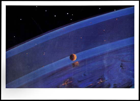 c.1990s 'THE ASHY LAYER' BY ALEXEI LEONOV: Attractive print based upon Leonov's master's thesis which postulated an 'ashy layer' in the lower atmosphere that refracts moonlight. This was confirmed on one of his flights. Print is numbered (259/