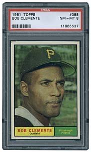 1961 GRADED TOPPS #388 ROBERTO CLEMENTE (PSA 8)