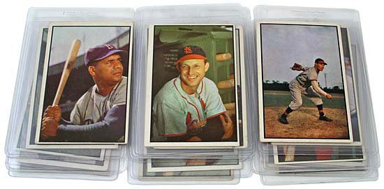 1953 UNGRADED BOWMAN COLOR COLLECTION W/STARS: (Cat $3550) 17 cards from 1953 Bowman Color set. All conditions listed are approximations. Includes: 1) #10 Richie Ashburn VGEX+; 2) #12 Carl Erskine VGEX+; 3) #18 Nellie Fox VGEX+; 4) #19 Al Dark VGE