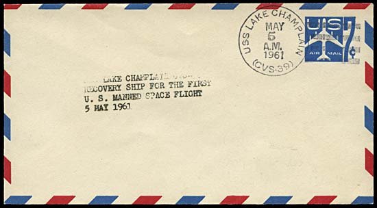 1961 USS LAKE CHAMPLAIN PRIME RECOV SHIP COVER