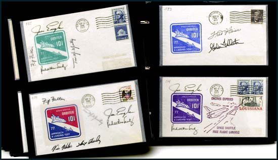 1964-79 SHUTTLE FORERUNNER COVER COLLECTION: Good collection of 125 covers in one volume featuring Cape Kennedy Vela Twins cover, Titan 3A first flight, Skylab, ASTP, few satellites and many Shuttle test items with excellent ALT. Sizable number