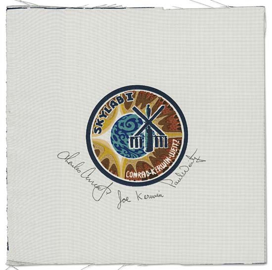 1973 SKYLAB-2 CREW SIGNED BETA CLOTH
