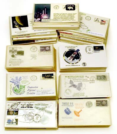 1961-90s ASTRO-PHILATELIC HOARD: About 500 space covers with extensive variety include Space Shuttle, Space Craft Cachets, Titusville Moonport Stamp Club, Space Voyager, among many others. All covers are unaddressed and in excellent 