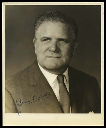 c.1960-80s NASA ADMINISTRATORS AUTOGRAPHS: Contains six 8"x10" autographed photos by NASA and space related administrators. Only one of the photos is inscribed. Administrators include: James Webb, Hans Mark, Aaron Cohen, Gene Thomas, Thomas Pa