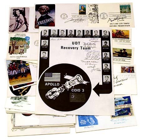 1960s-80s ASTRONAUT SIGNED COVERS AND MORE: Well over 150 signed pieces made up primarily of covers signed by various astronauts. Includes several ASTP items with cosmonaut signatures too and publicity piece for UDT recovery team signed by all 