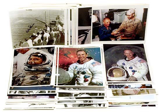 PIONEER ASTRONAUTS AUTOGRAPH COLLECTION: This marvelous lot consists of 57 8x10" autographed photos and 52 8"x10" autographed lithos by some of the most notable Astronauts. The following Astronauts are included: Walter Cunningham (3 photos, 