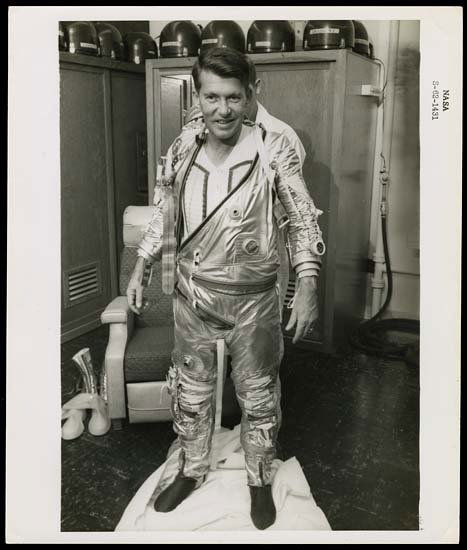 NASA PRESS PHOTOS FROM MERCURY & APOLLO: Selection of thirty-six (36) 8"x10" original NASA press photos from the Mercury and Apollo programs. Mostly black & white with a handful of color. Many are launch preparation photos, showing Astronaut