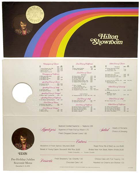 1975 Las Vegas Original Elvis Rainbow Menu