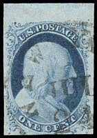 1851 USA #7 FRANKLIN 1¢ BLUE TYPE II