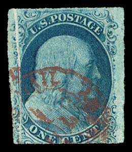 1851 USA #7 FRANKLIN 1¢ BLUE TYPE II