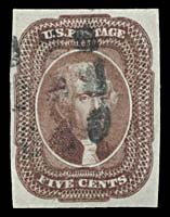 1856 USA #12 JEFFERSON 5¢ RED BROWN TYPE I