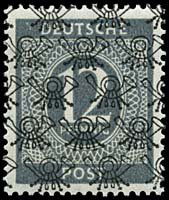GERMANY #593A-99var CARPET OVERPRINT 1pf-84pf: Complete unit of 26 stamps including 9 unauthorized values, Michel 52II-68II and I/II-IX/II. MINT never hinged, glazed gum from mounts on over half the values. Signed A. Schlegel BPP e.V. Overall fres