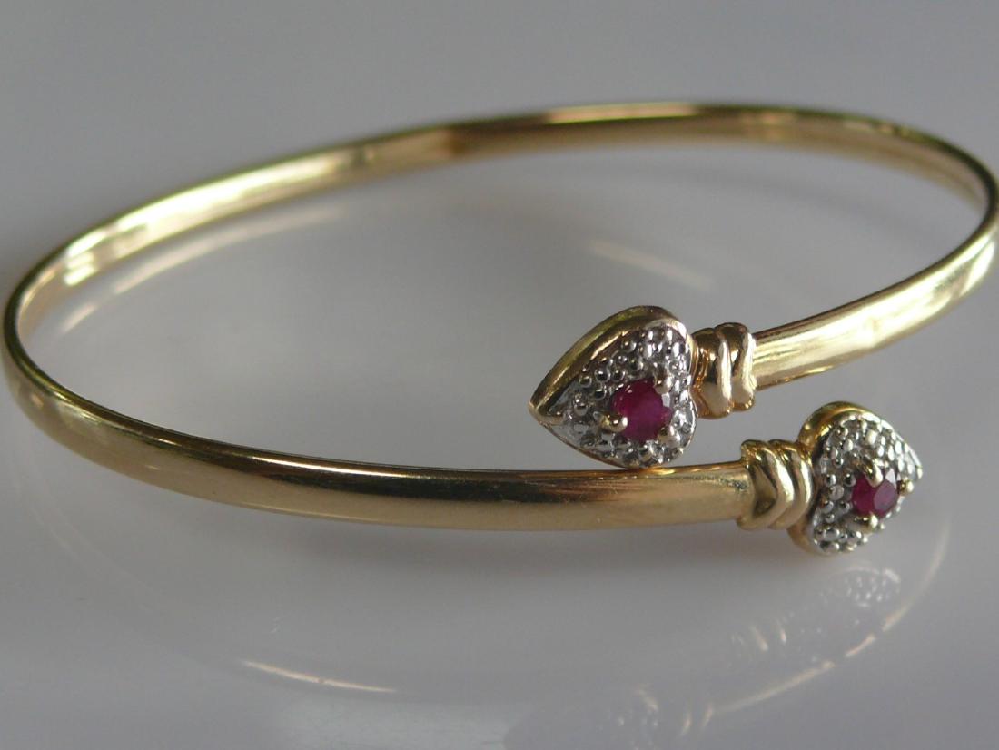 14k Ruby and Diamond Bangle Bracelet (1 of 3)