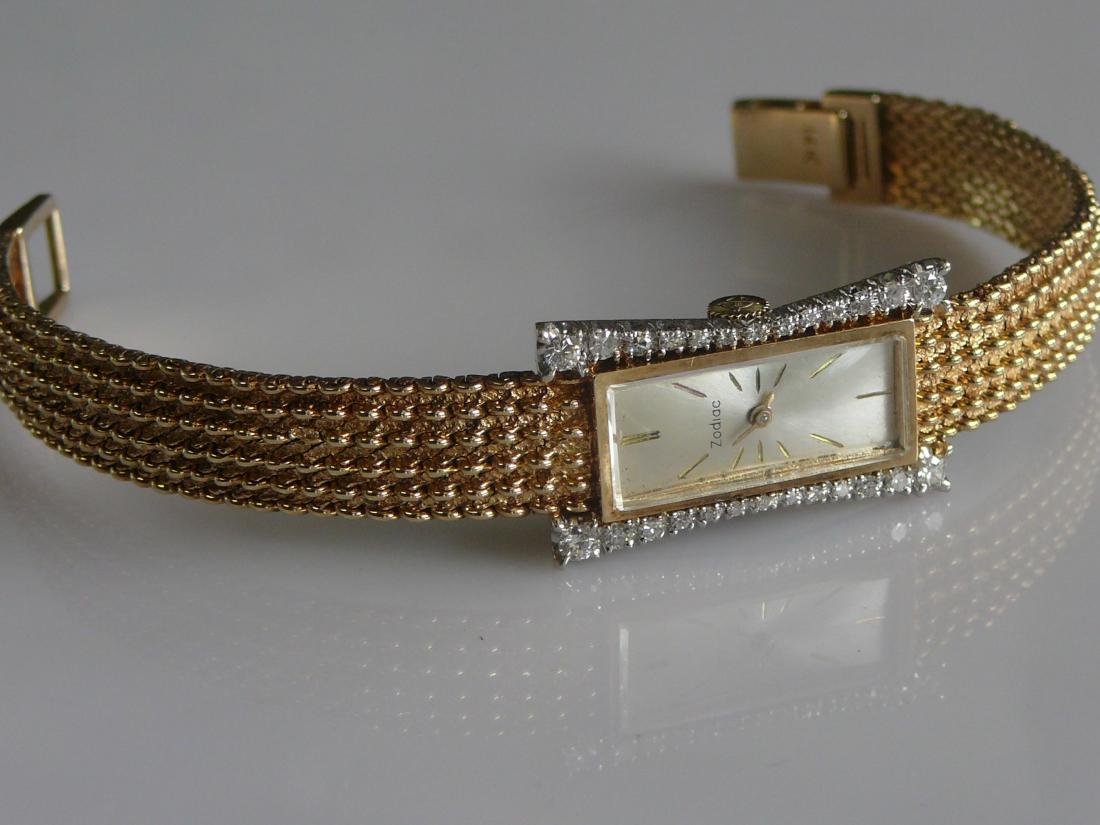 Ladies Vintage 14k and Diamond Zodiac Watch