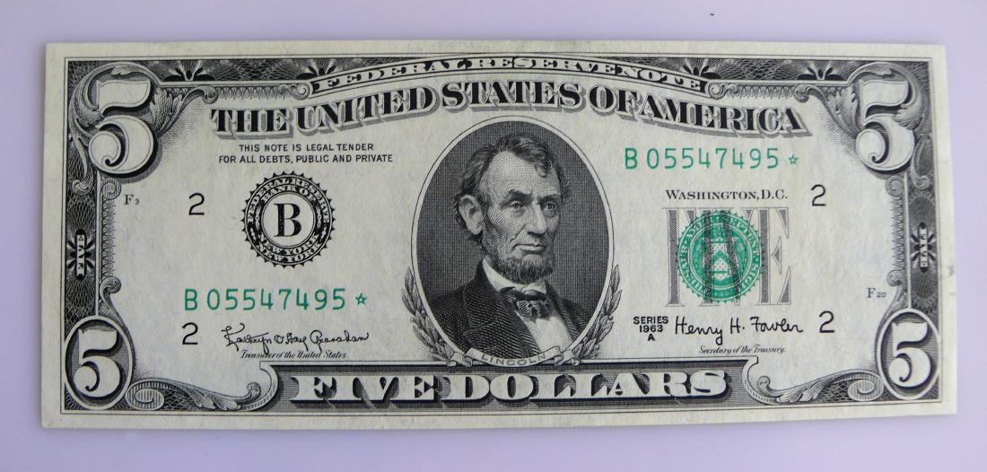 1963-A FRN Gem Uncirculated Five ($5.00) Dollar Star (1 of 2)