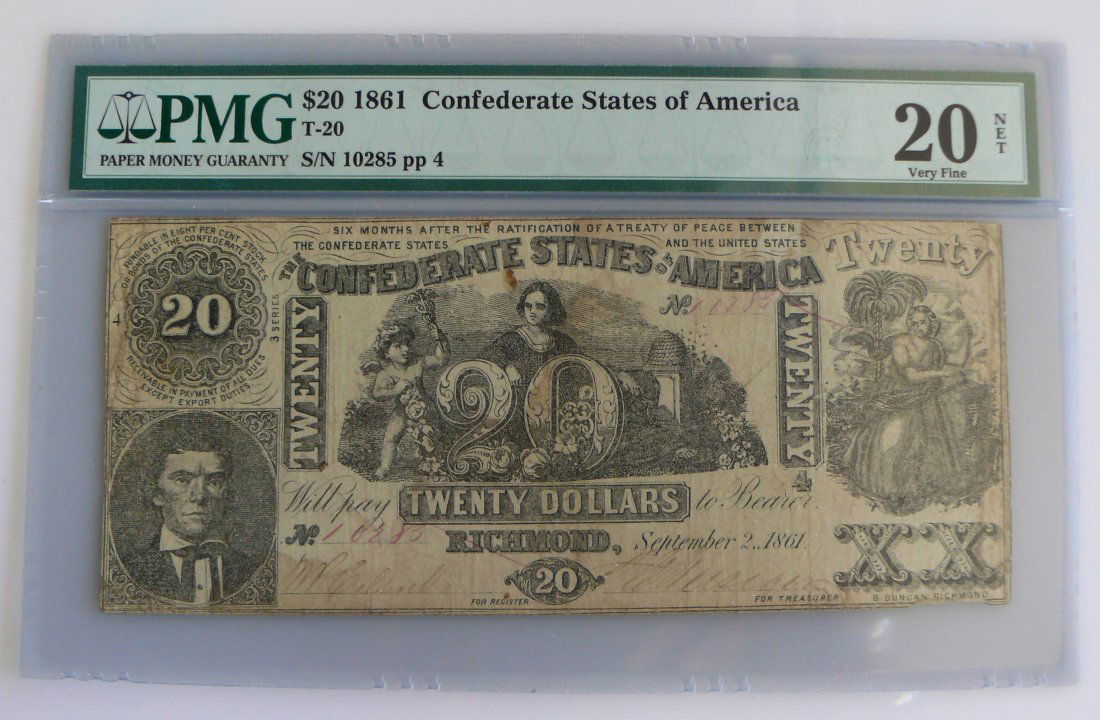 1861 T-20 1861 Confederate Twenty (20.00) Dollar Note (1 of 2)