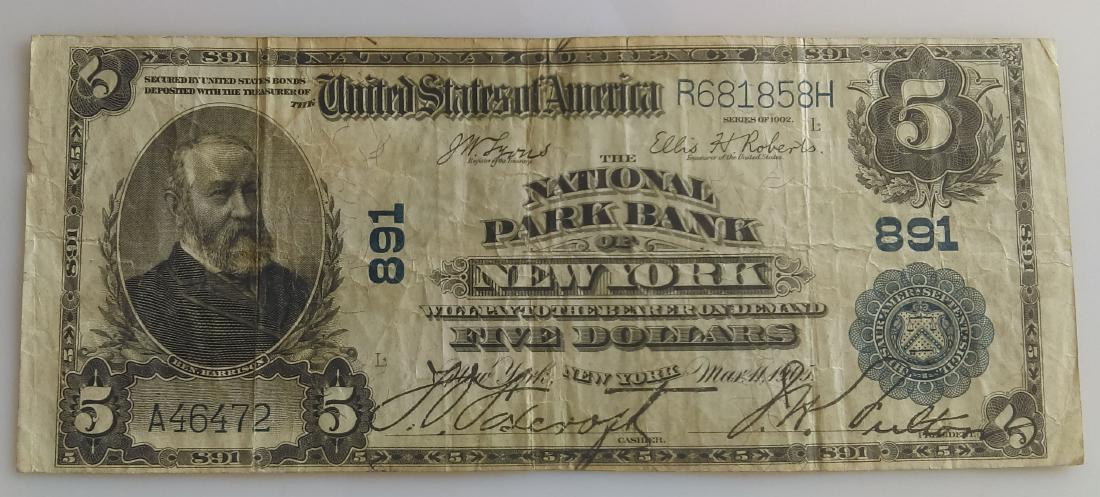1902 Five Dollar (5.00) National Currency- National (1 of 2)