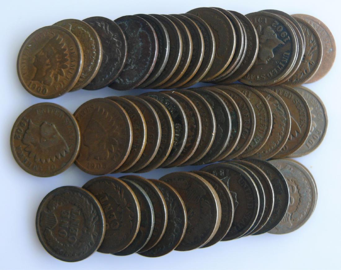 50 Coin Roll of Nice Circulated Indian Head Cents (1 of 2)