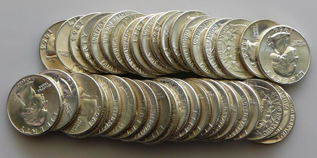 A Forty Coin Roll (10.00) Face of Uncirculated 1964 (1 of 2)