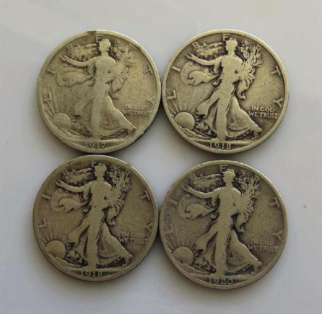 1917 S - 1918 D - 1918 S - 1920 D Walking Liberty (1 of 2)