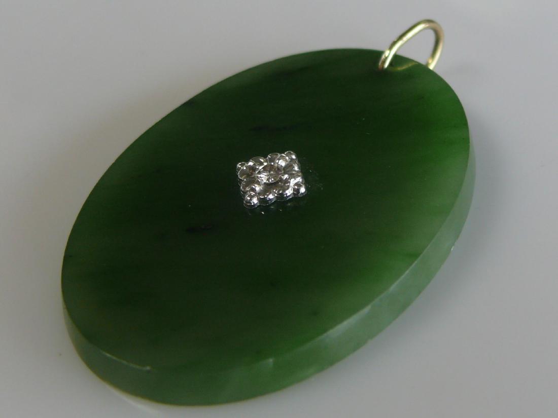 FINE Spinach Jade and Diamond Pendant (1 of 3)