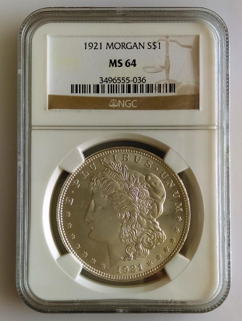1921-P Morgan Silver Dollar NGC Graded MS64 (1 of 2)