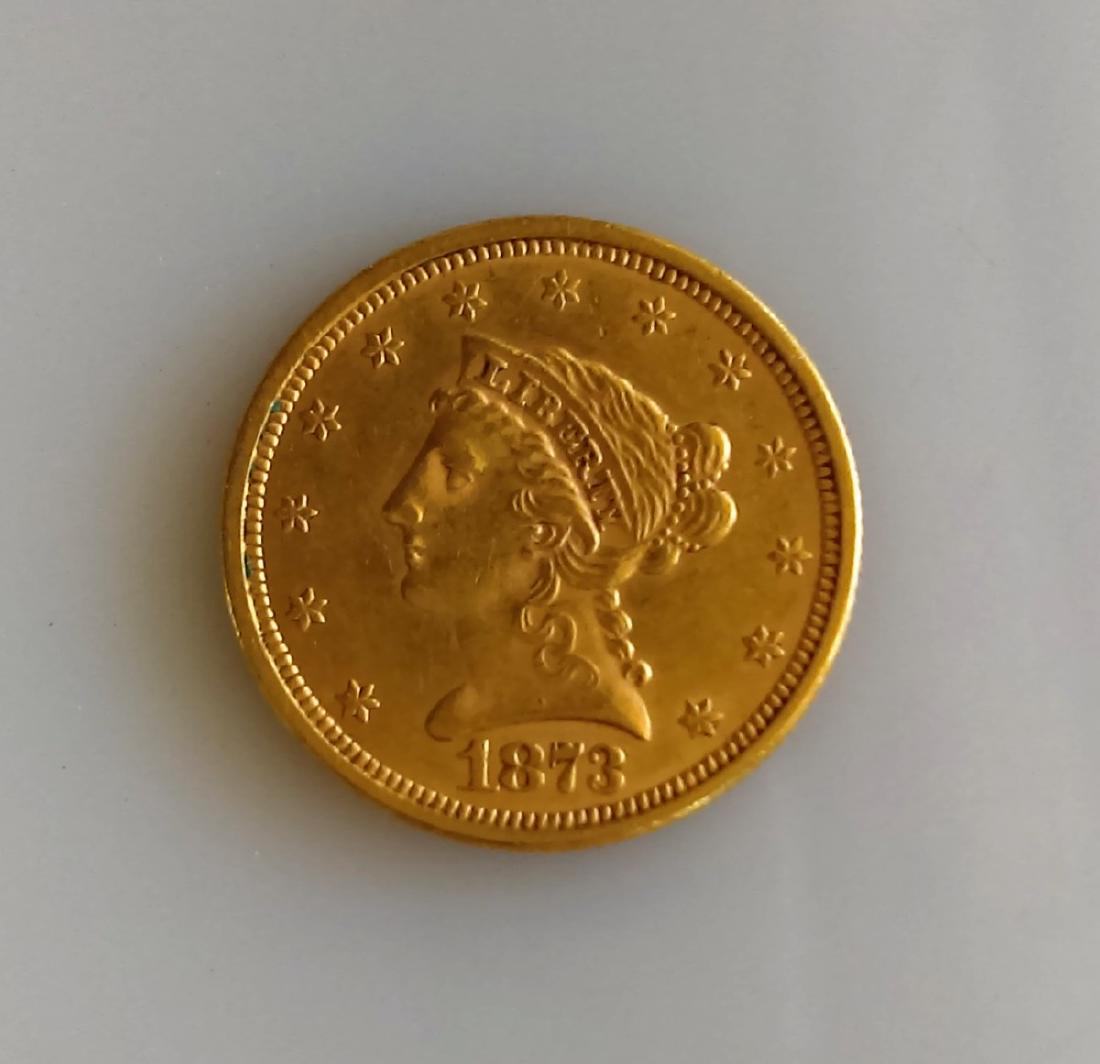 Gold Quarter Eagle Choice AU 1873 - Open 3 - $2.50 (1 of 2)