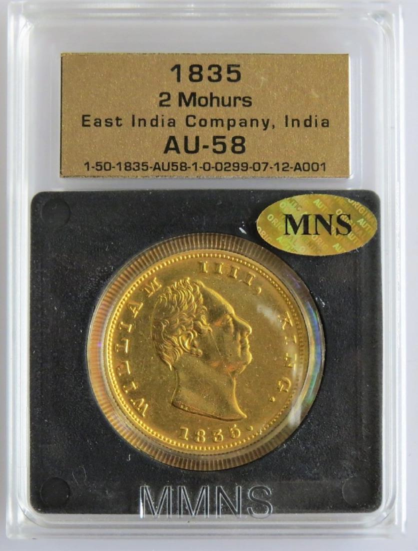 1835 2 Mohurs East India Company Gold KM452.1 (1 of 3)