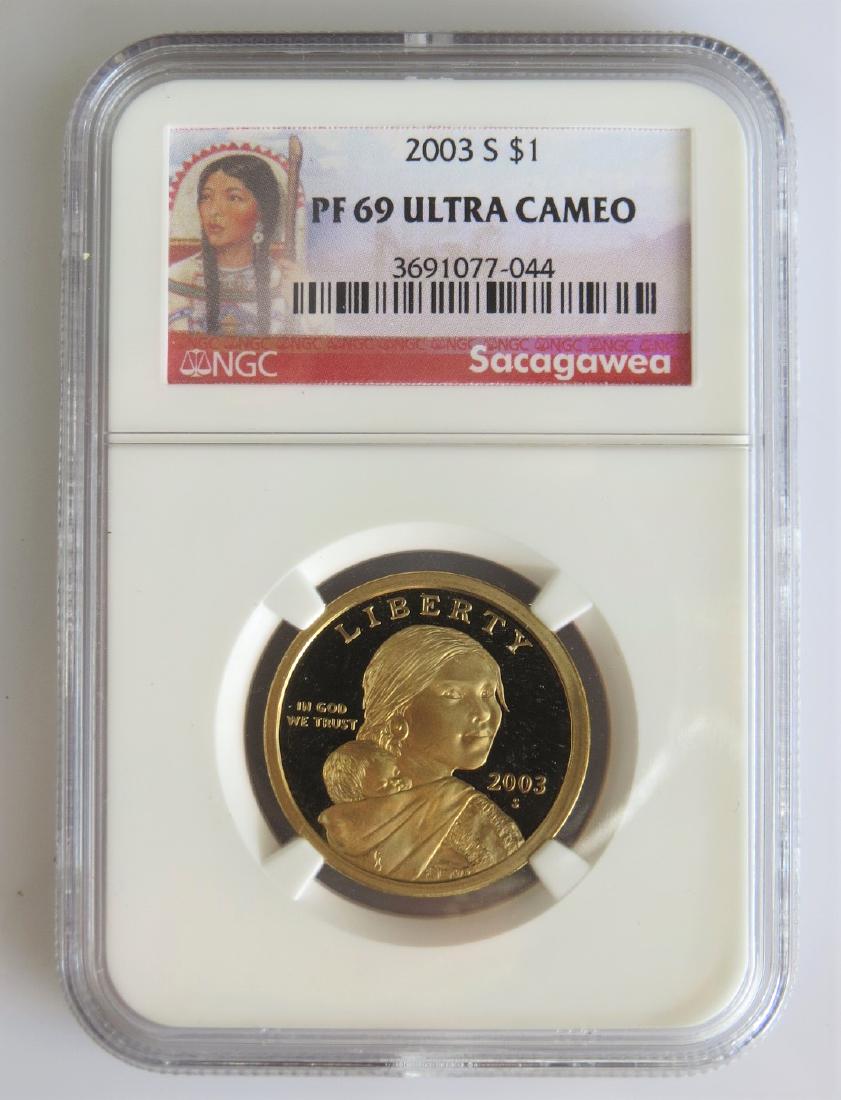 2003 S--2005 S Proof Sacajawea Golden Dollars Five (1 of 3)