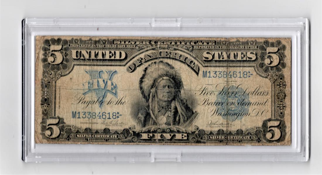 1899 $5 FIVE DOLLARS “CHIEF” SILVER CERTIFICATE FR. 271 (1 of 2)