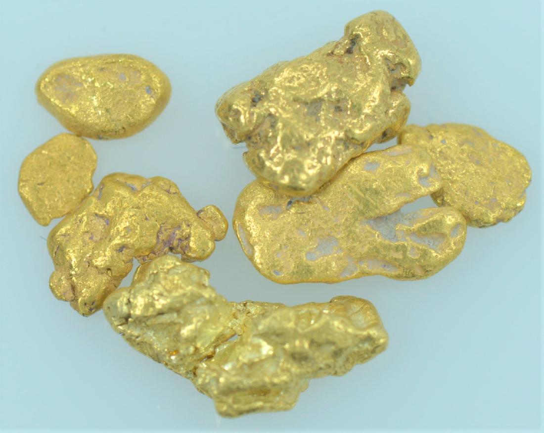 Gold Nuggets: Seven 20.5K to 22K purity gold nuggets weighing 1.0 gram total.