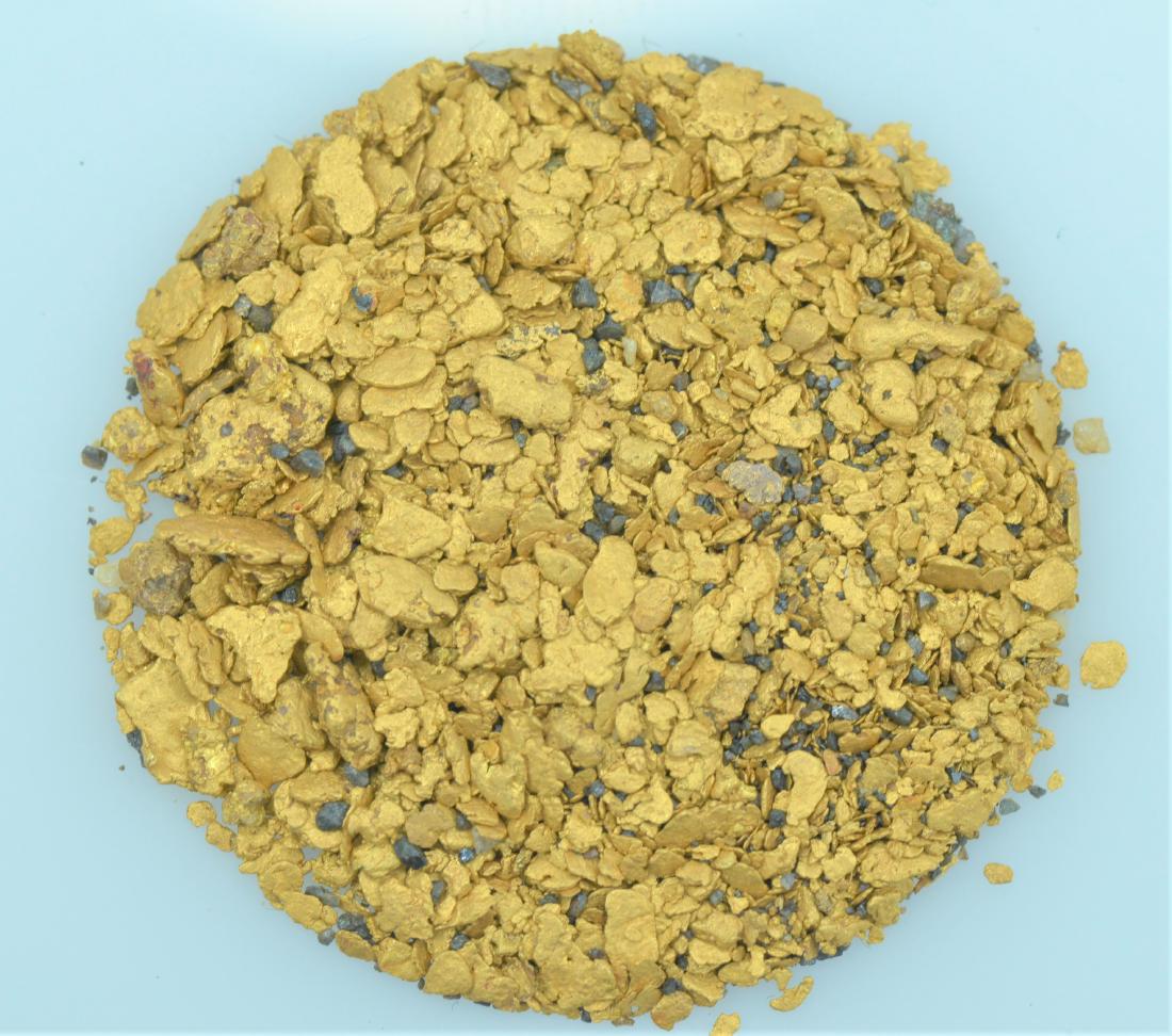 Vile of Gold Pieces: Vile of 20.5K to 22K purity gold nugget flakes equaling 12.5 grams total.