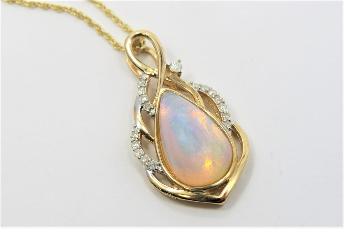Certified Natural Opal and Diamond Necklace (1 of 5)