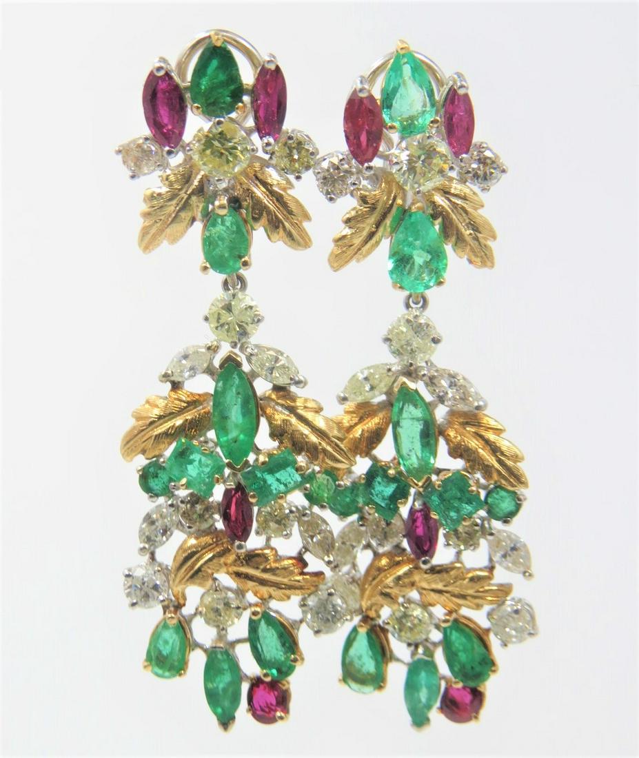 Unique Emerald, Formal Ruby and Diamond Earrings (1 of 11)