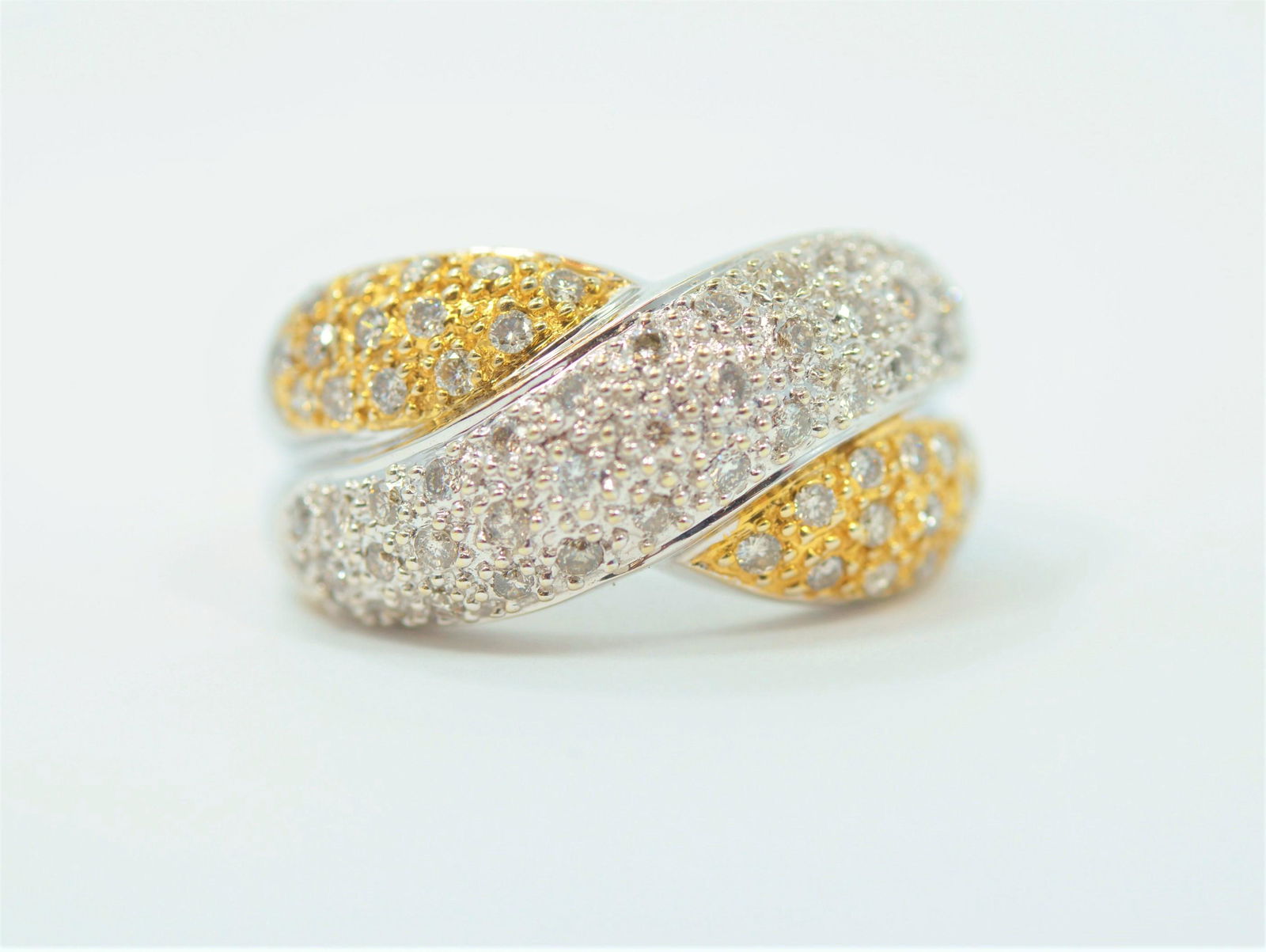 1.00 CT Cross Over Two Tone Gold and Diamond Ring (1 of 3)