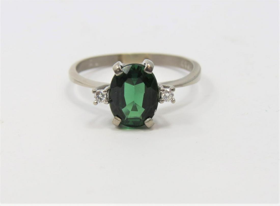 18K White Gold Green Tourmaline and Diamond Ring (1 of 3)