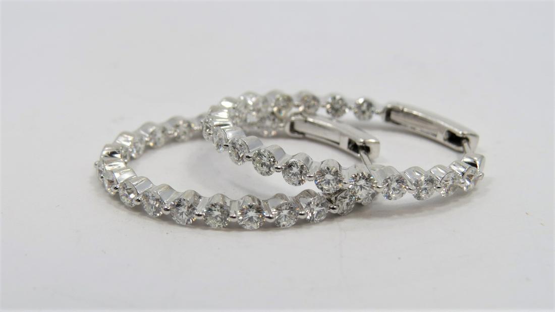 18K Inside Out Diamond Hoop Earrings - Modern (1 of 2)